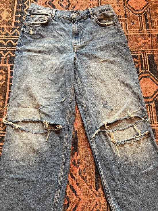 Zara Pants - Zara The New Daddy Jeans Women’s 4 Distressed Ripped Straight Leg Y2K